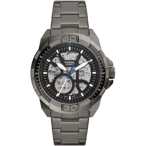 fossil bronson automatic me3218 grey case with stainless steel bracelet image1