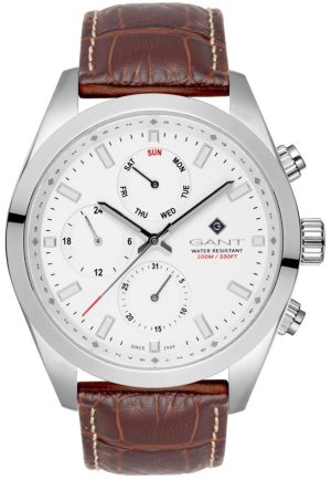 GANT Rochester Multifunction – G183002, Silver case with Brown Leather Strap