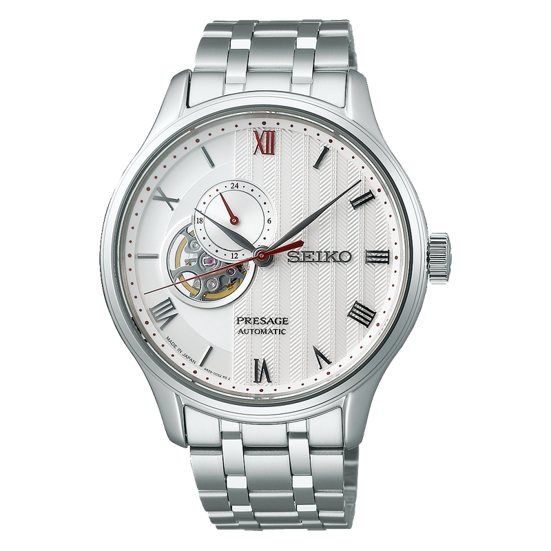seiko presage automatic ssa443j1 silver case with stainless steel bracelet image1