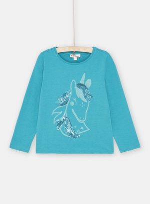 Παιδική Μακρυμάνικη Μπλουζα για Κορίτσια Turquoise Unixcorn – ΤΥΡΚΟΥΑΖ