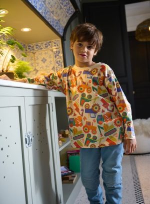Παιδική Μακρυμάνικη Μπλούζα για Αγόρια Beige Trucks – ΛΕΥΚΟ