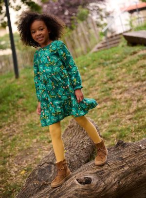 Παιδικό Φόρεμα για Κορίτσια Peackok Green Flowers – ΜΠΛΕ
