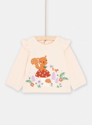 Βρεφική Μακρυμάνικη Μπλούζα για Κορίτσια Beige Squirrel – ΚΟΚΚΙΝΟ
