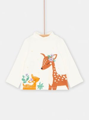 Βρεφική Μακρυμάνικη Μπλούζα για Κορίτσια White Giraffee – ΛΕΥΚΟ
