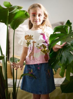 Παιδική Φούστα για Κορίτσια Flower Denim – ΜΠΛΕ