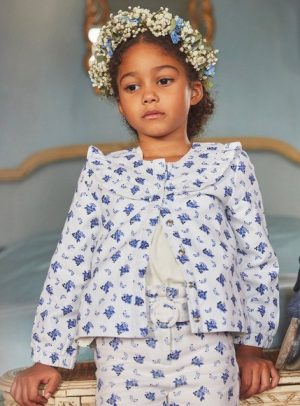 Παιδική Ζακέτα για Κορίτσια White Blue Flowers – ΛΕΥΚΟ