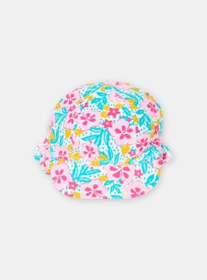 Βρεφικό Καπέλο για Κορίτσια Turquoise Flowers – ΛΕΥΚΟ