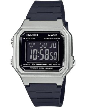 CASIO Collection – W-217HM-7BVEF, Silver case with Black Rubber Strap