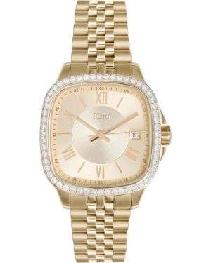 JCOU Belize Crystals – JU19072-3, Gold case with Stainless Steel Bracelet