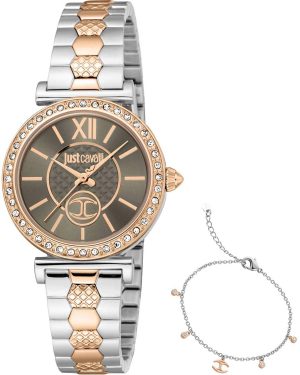 JUST CAVALLI Glam Gift Set – JC1L273M0095, Silver case with Stainless Steel Bracelet