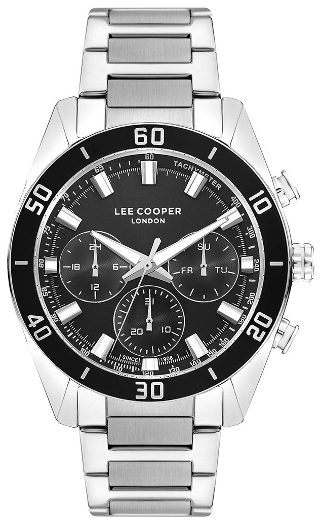 lee cooper men s lc07948 350 silver case with stainless steel bracelet image1