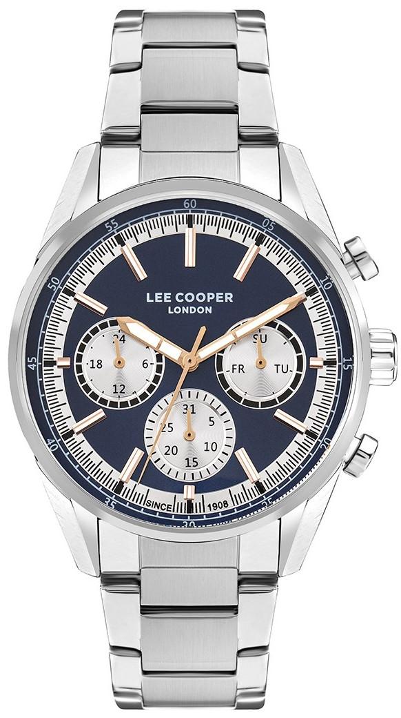 lee cooper men s lc07986 390 silver case with stainless steel bracelet image1 1
