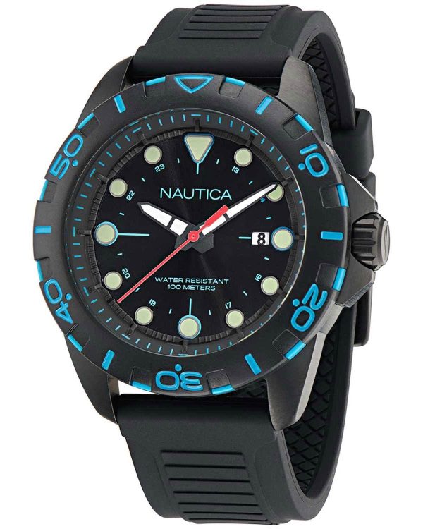 nautica nsr napnrs404 black case with black rubber strap image1