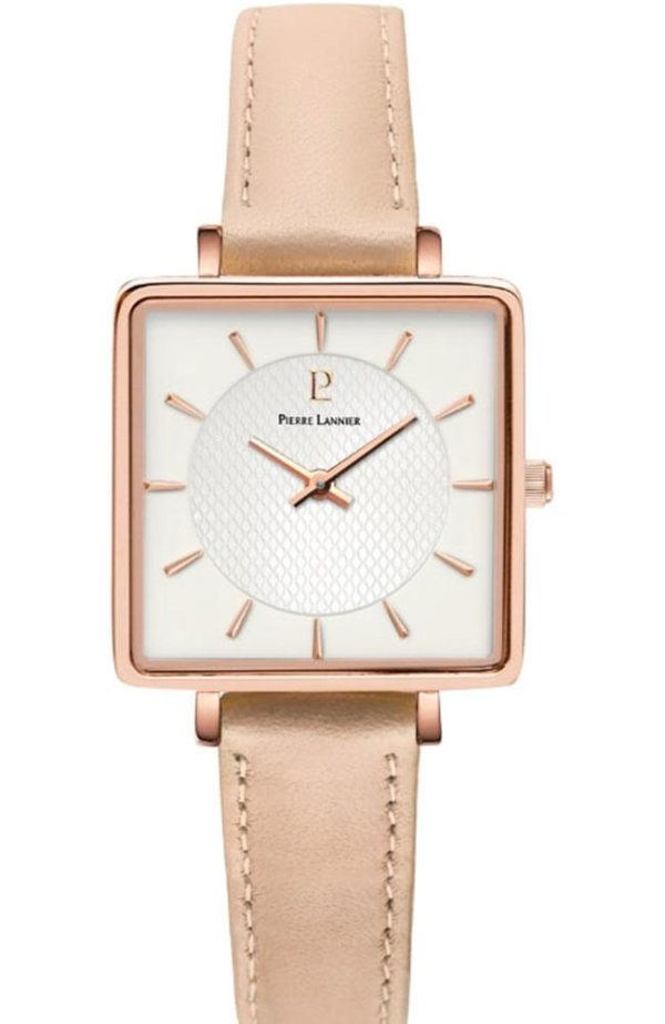pierre lannier lecare 008f924 rose gold case with pink leather strap image1