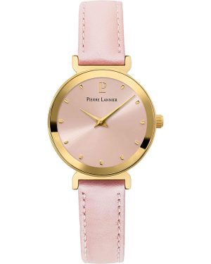 PIERRE LANNIER Pure – 035R555, Gold case with Pink Leather strap