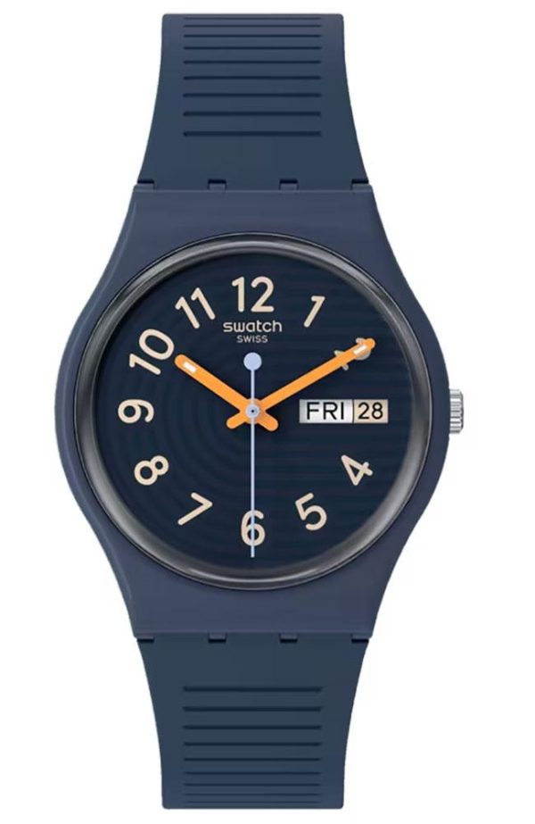 swatch trendy lines at night so28i700 blue case with blue rubber strap image1