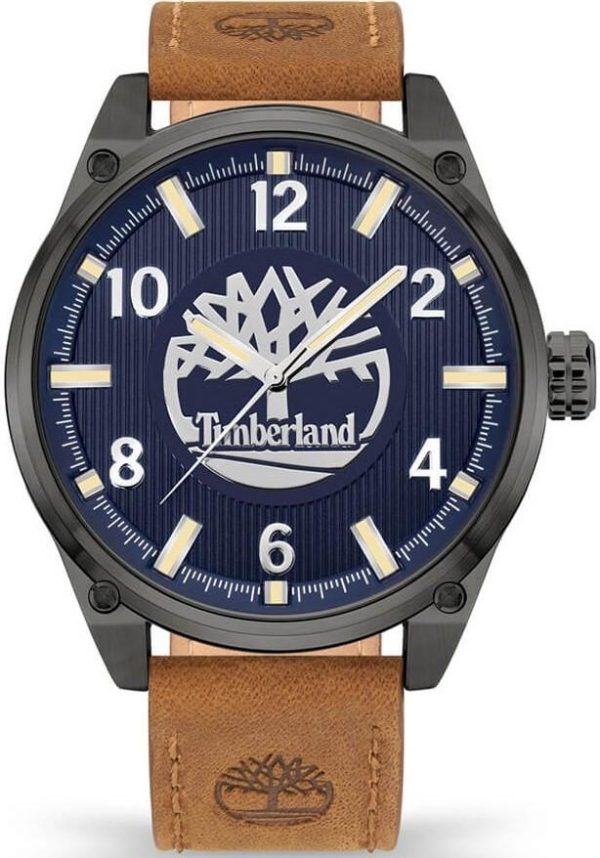 timberland caratunk z tdwga9000501 anthracite case with brown leather strap image1