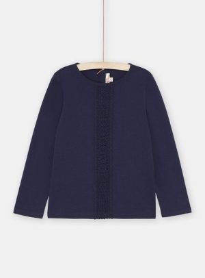 Παιδική Μακρυμάνικη Μπλούζα για Κορίτσια Navy Blue Lace – ΜΠΛΕ