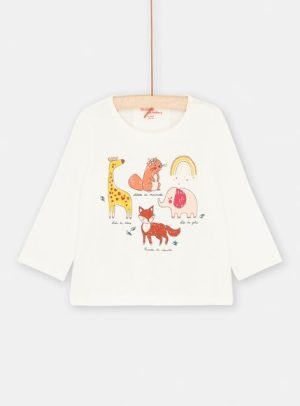 Βρεφική Μακρυμάνικη Μπλούζα για Κορίτσια White Animals – ΛΕΥΚΟ