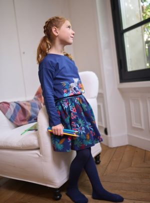 Παιδική Φούστα για Κορίτσια Διπλής Όψης Navy Blue Floral – ΣΚΟΥΡΟ ΜΠΛΕ