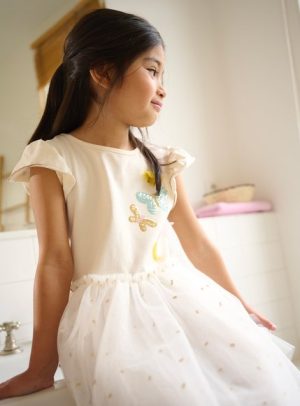 Παιδικό Φόρεμα για Κορίτσια Butterfly – ΕΚΡΟΥ