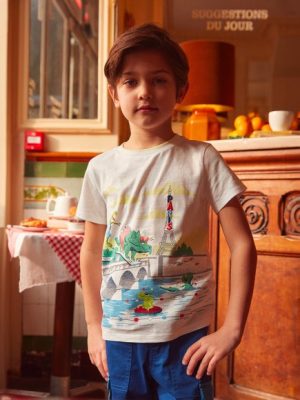 Παιδική Μπλούζα για Αγόρια Dinos In Paris – ΛΕΥΚΟ