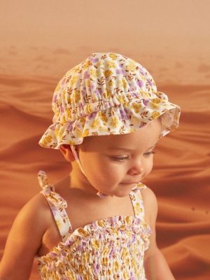 Βρεφικό Καπέλο για Κορίτσια Ecru Floral – ΛΕΥΚΟ