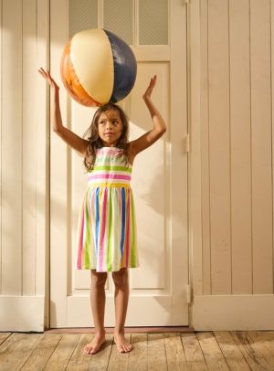 Παιδικό Φόρεμα για Κορίτσια Colourful Stripes – ΕΚΡΟΥ
