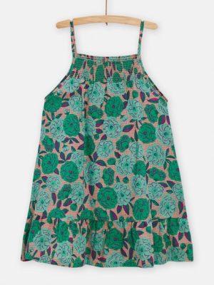 Παιδικό Φόρεμα Green Flowers για Κορίτσια – ΡΟΖ