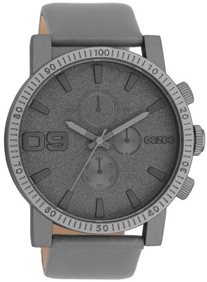OOZOO Timepieces – C11312, Grey case with Grey Leather Strap