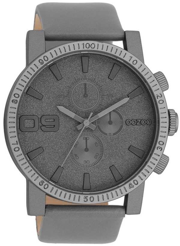 oozoo timepieces c11312 grey case with greyleather strap image1 1