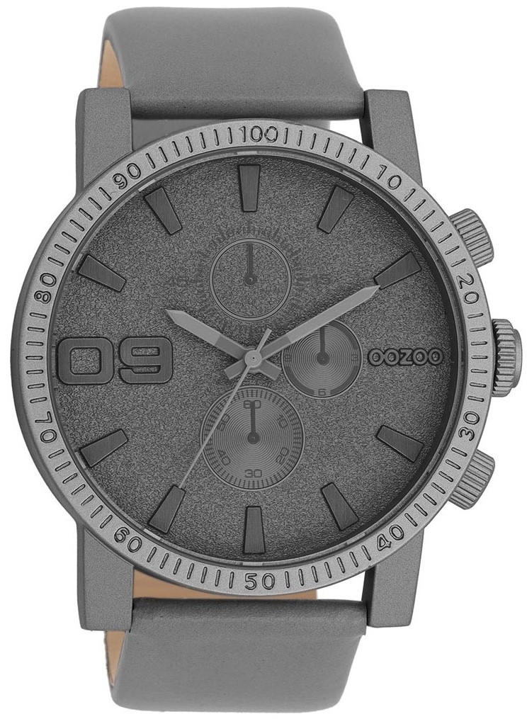 oozoo timepieces c11312 grey case with greyleather strap image1 1