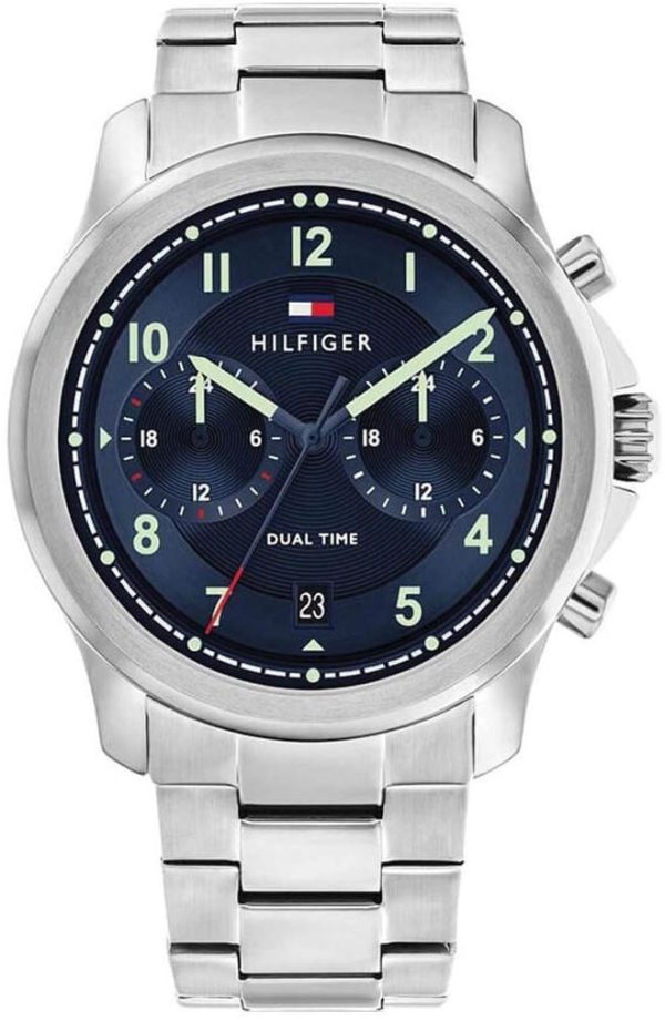 tommy hilfiger wesley dual time 1710626 silver case with stainless steel bracelet image1 1
